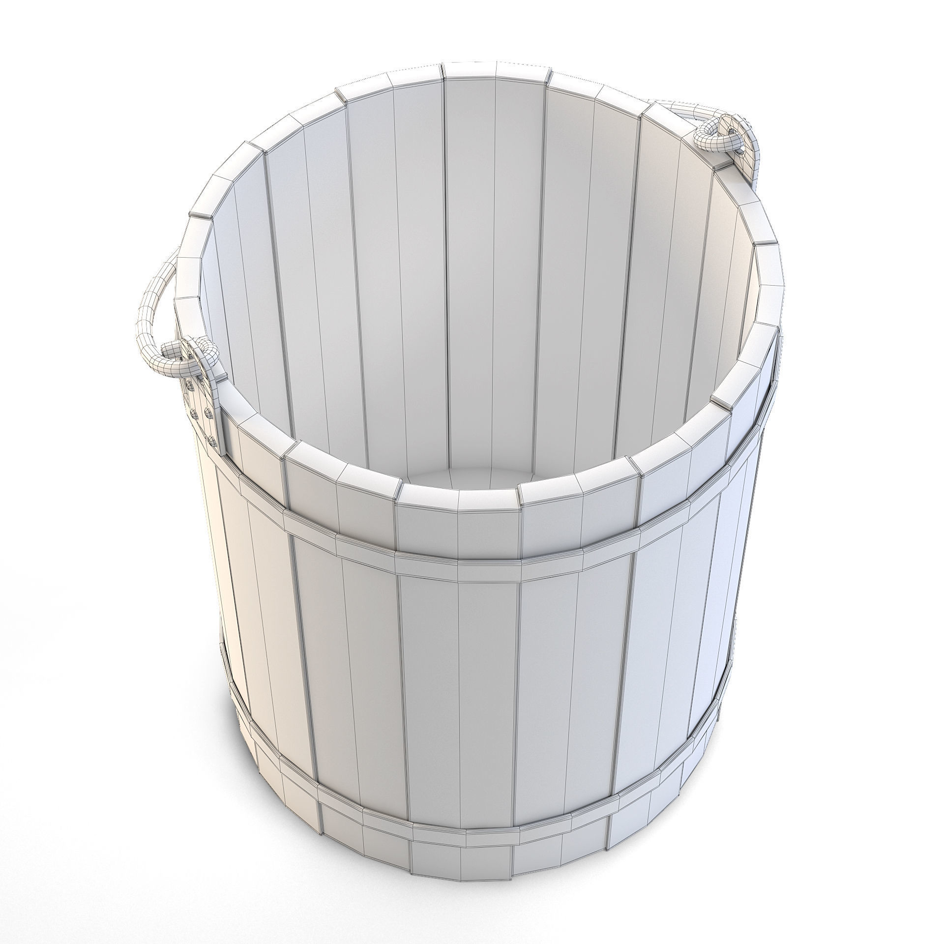Old Wooden Bucket 3D model_5