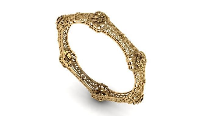 Plain flower bangle 3D print model