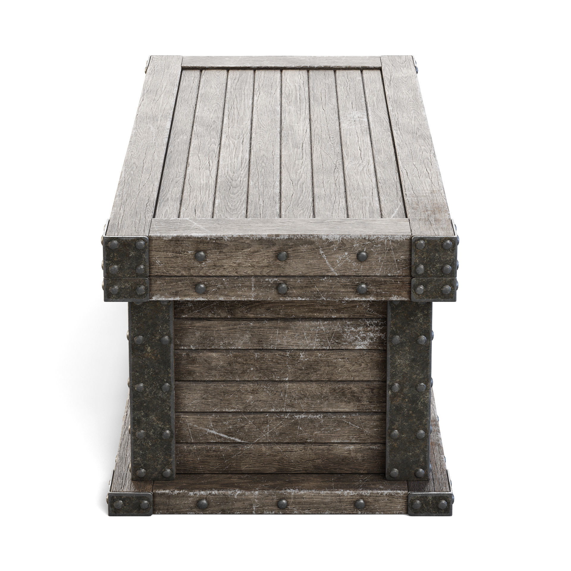 Wooden Chest 3D model_4