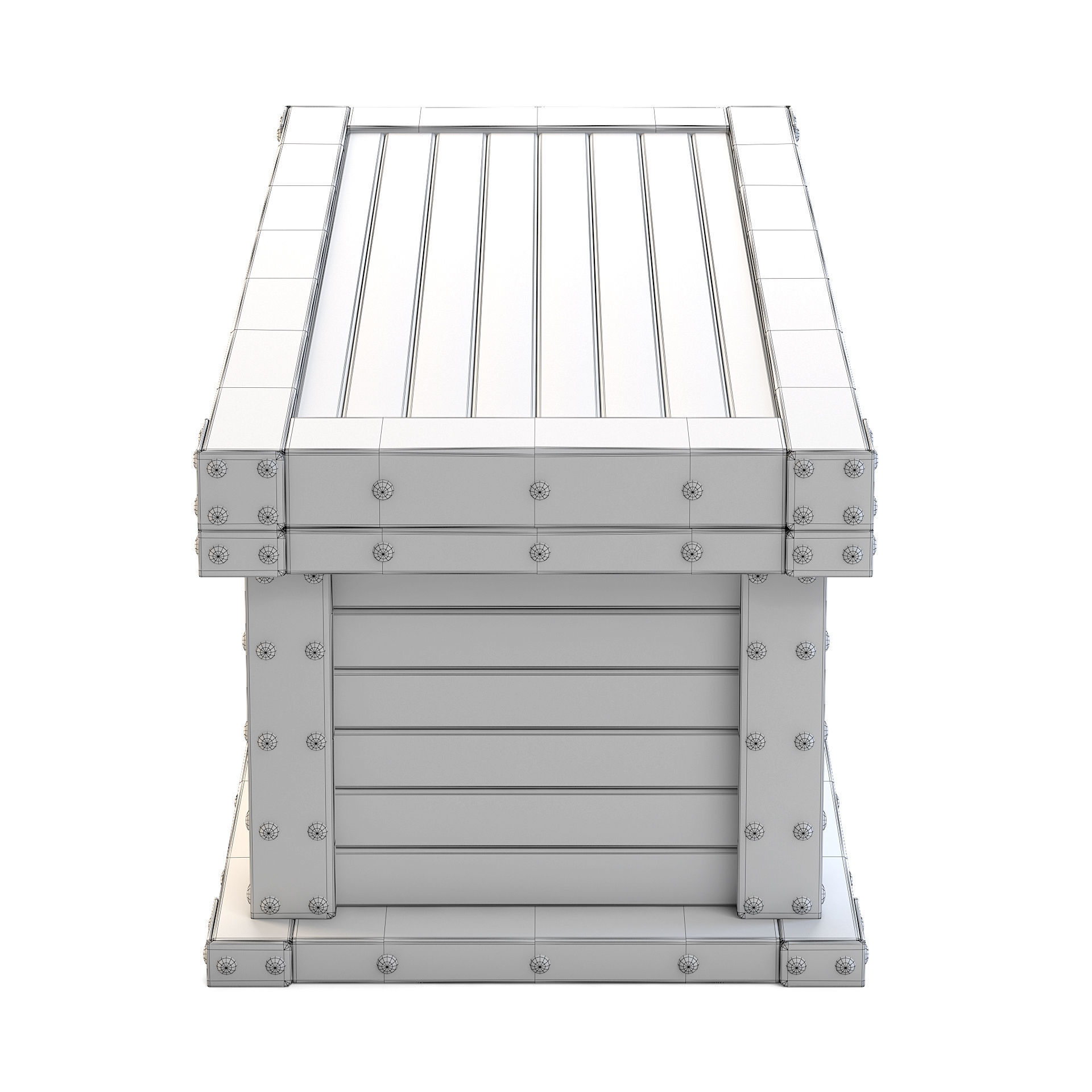 Wooden Chest 3D model_5