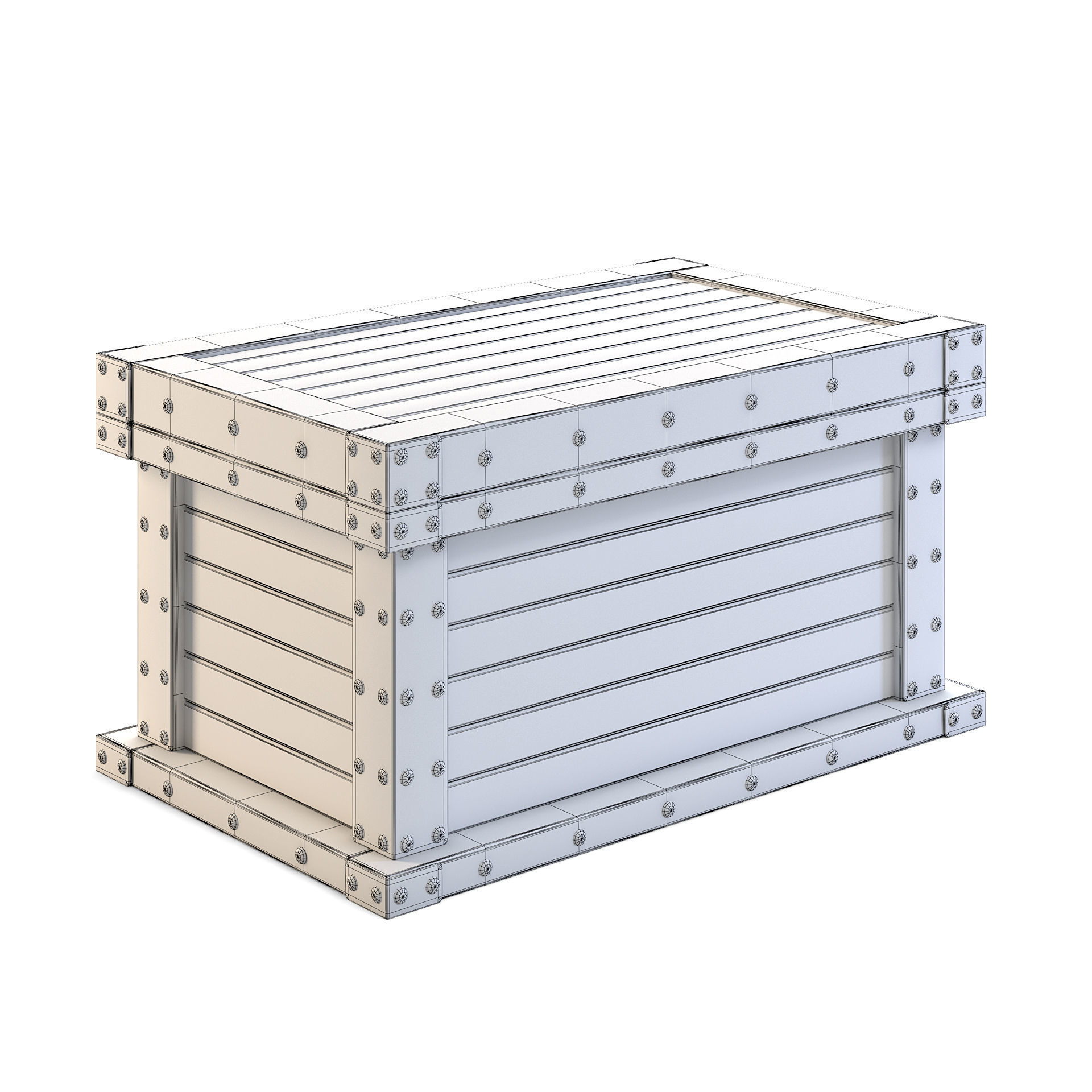 Wooden Chest 3D model_1