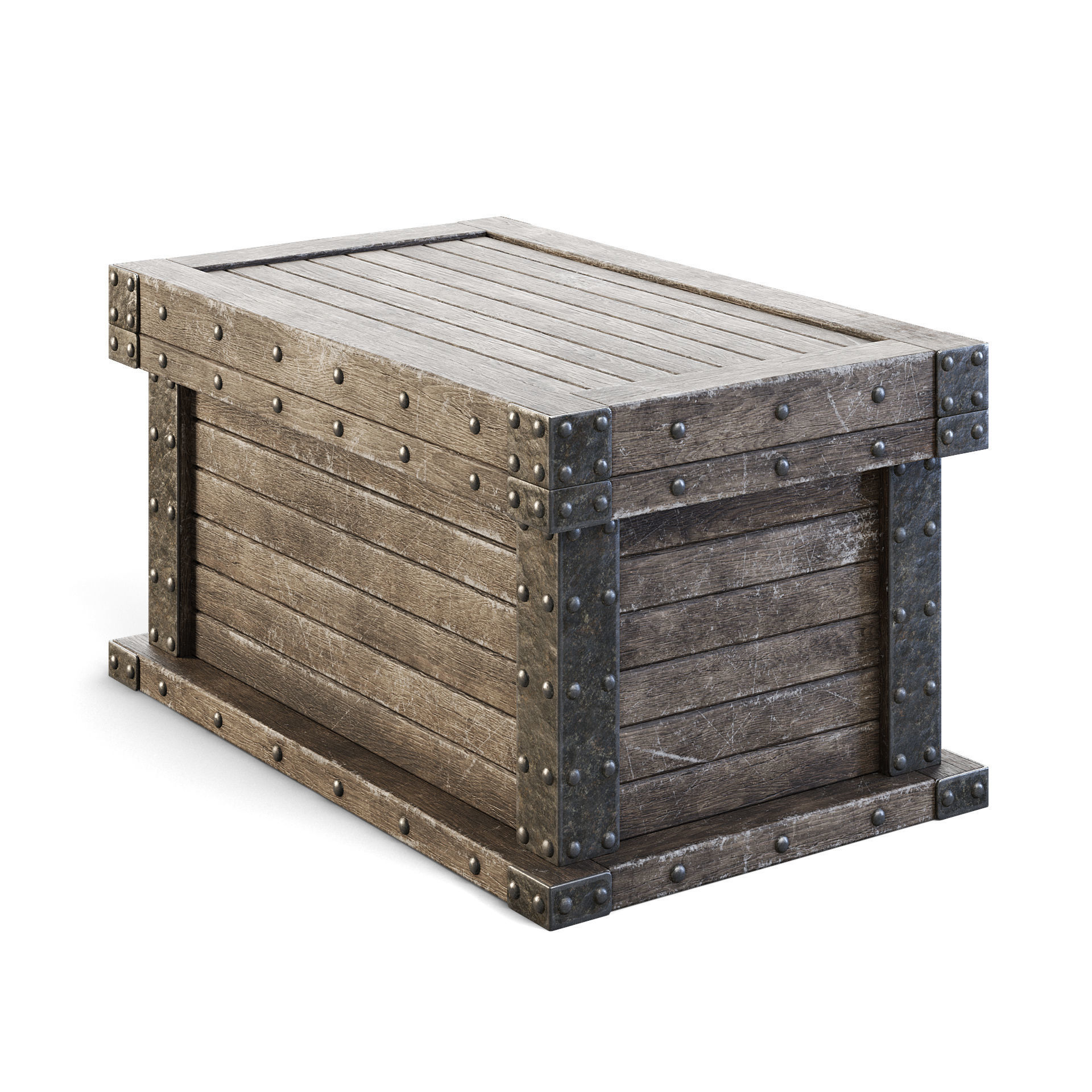 Wooden Chest 3D model_2