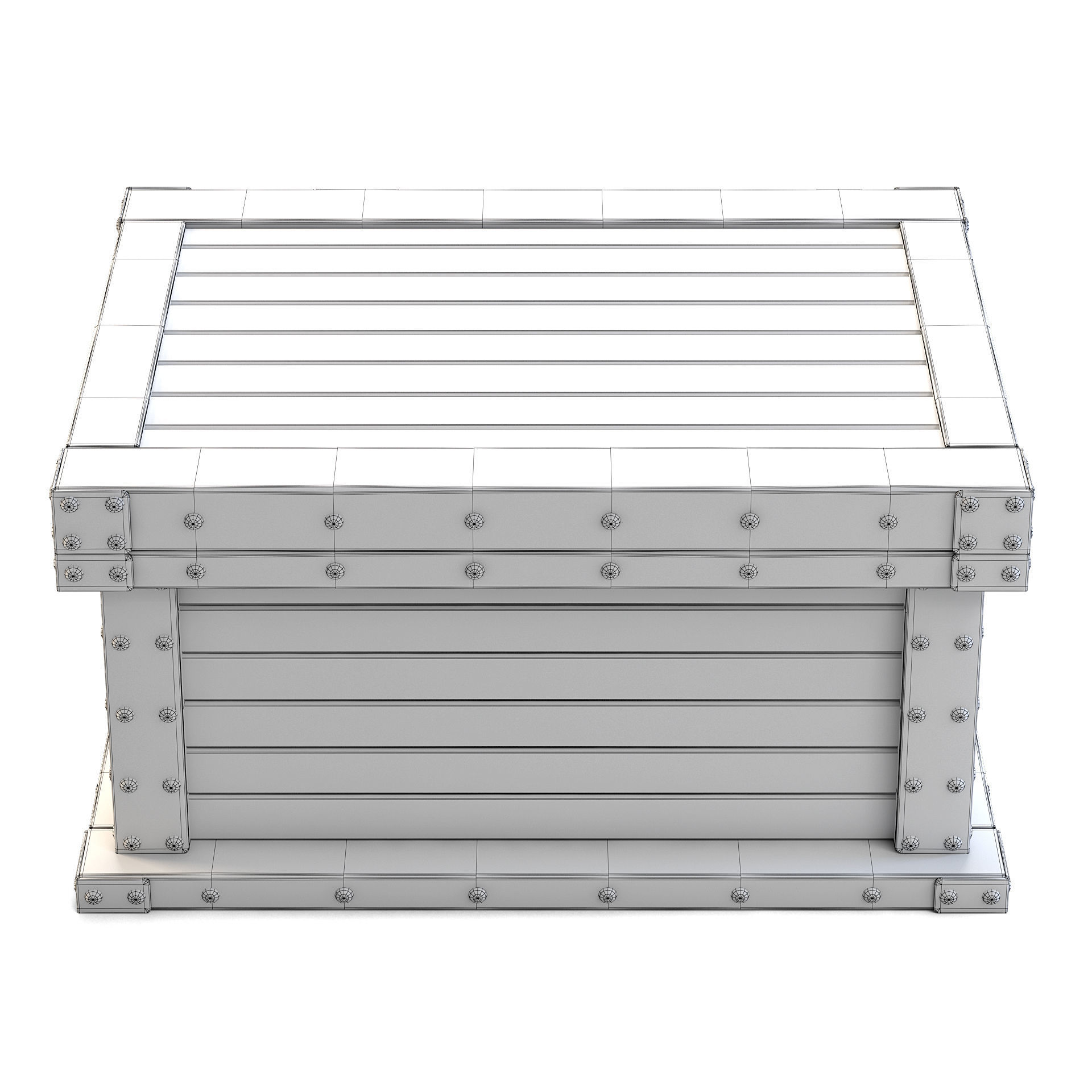 Wooden Chest 3D model_6