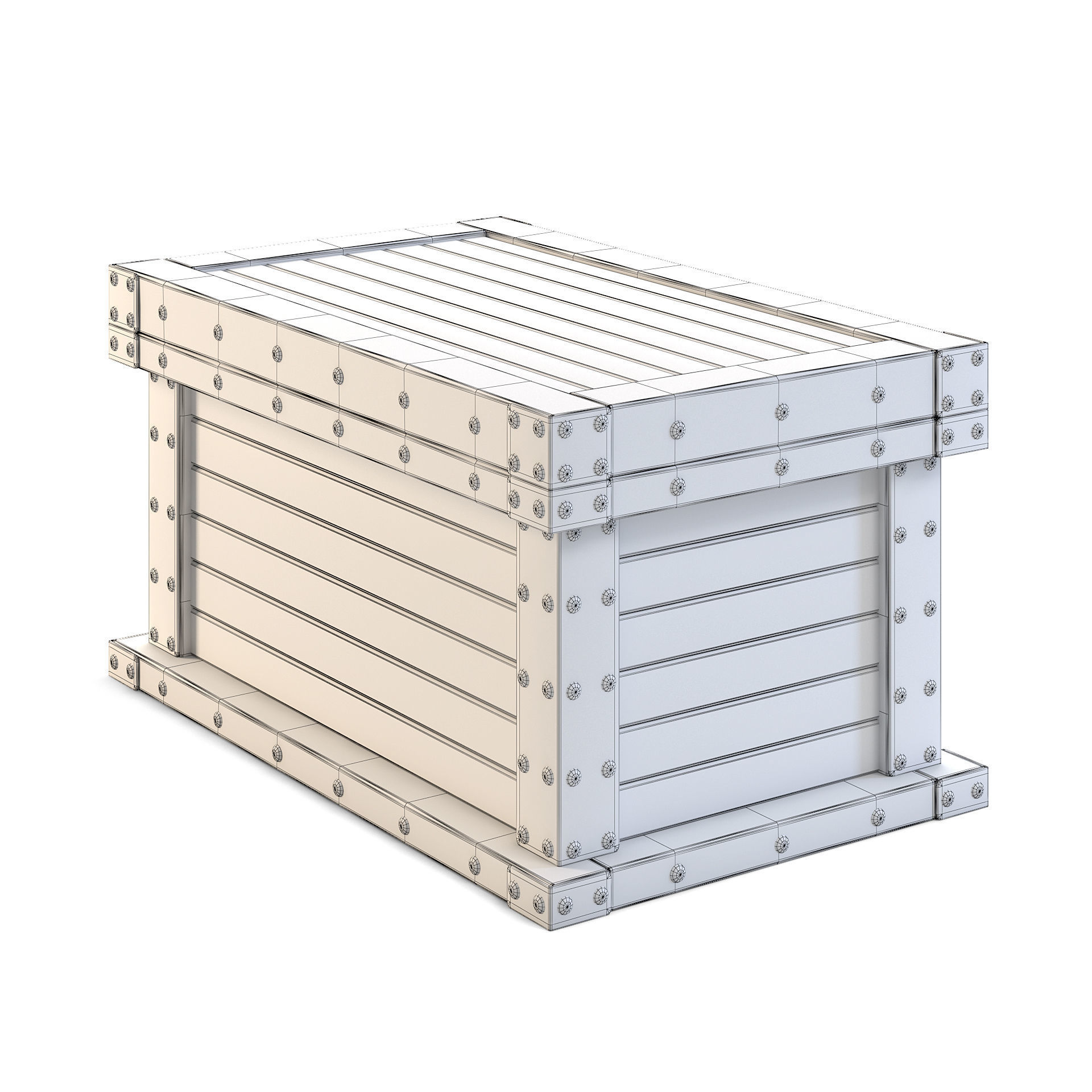 Wooden Chest 3D model_3