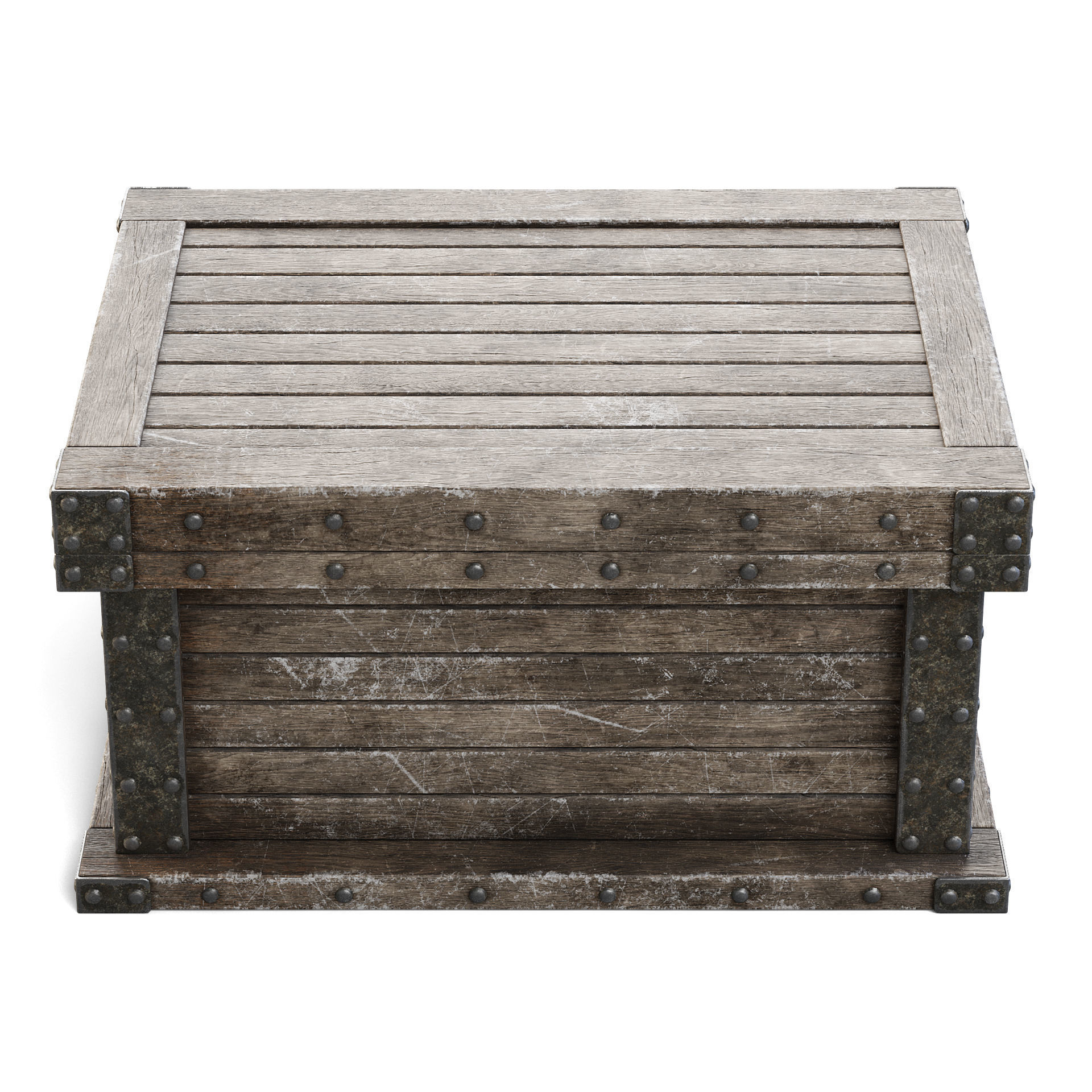Wooden Chest 3D model_7