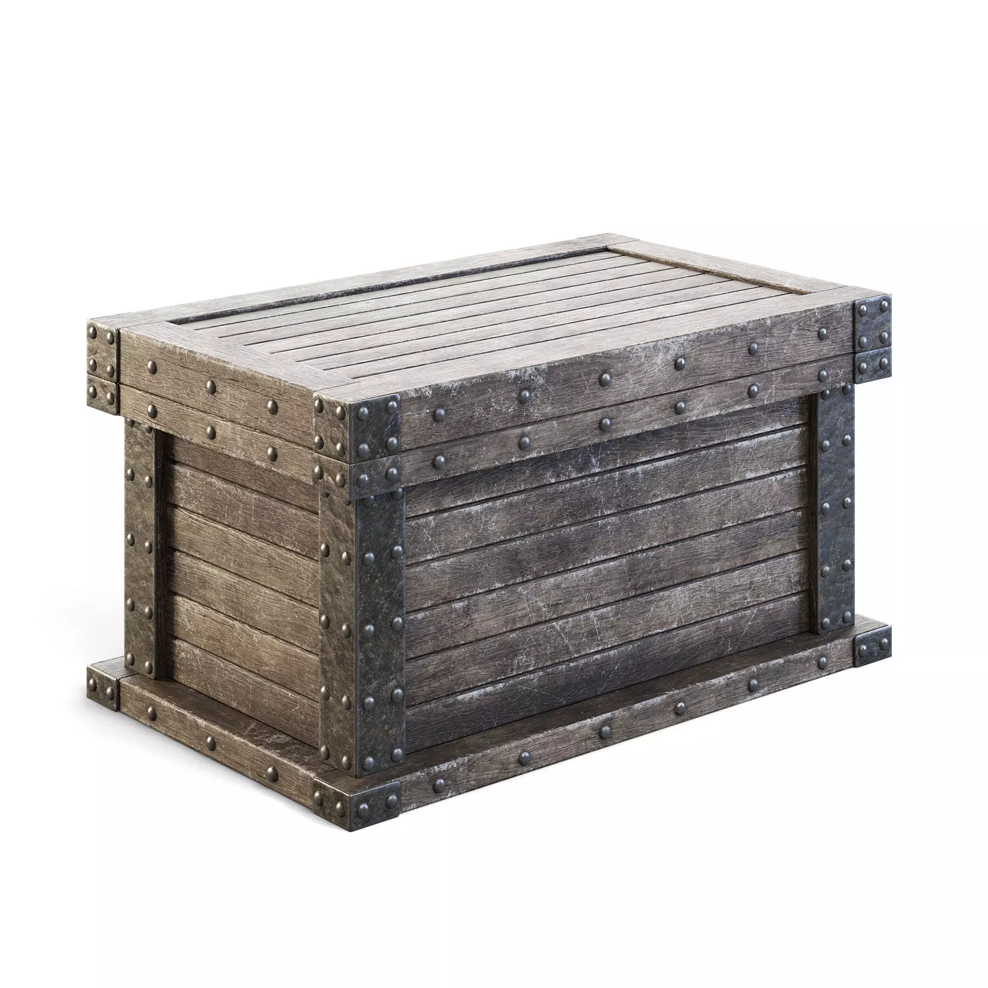 Wooden Chest 3D model_0