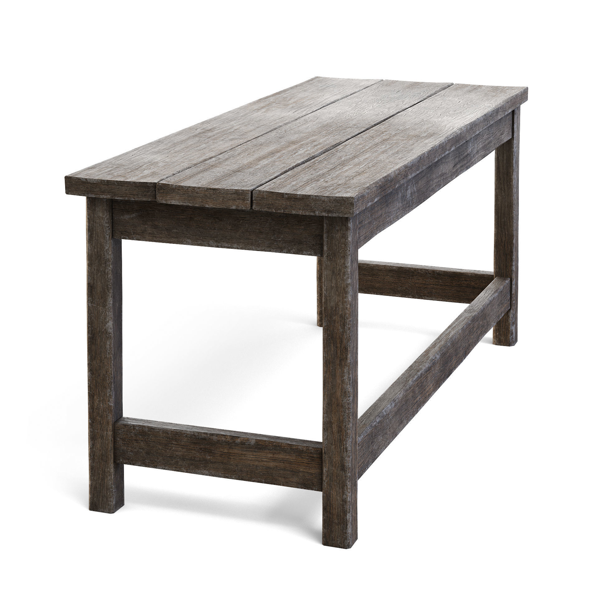 Old Wooden Table 3D model_7