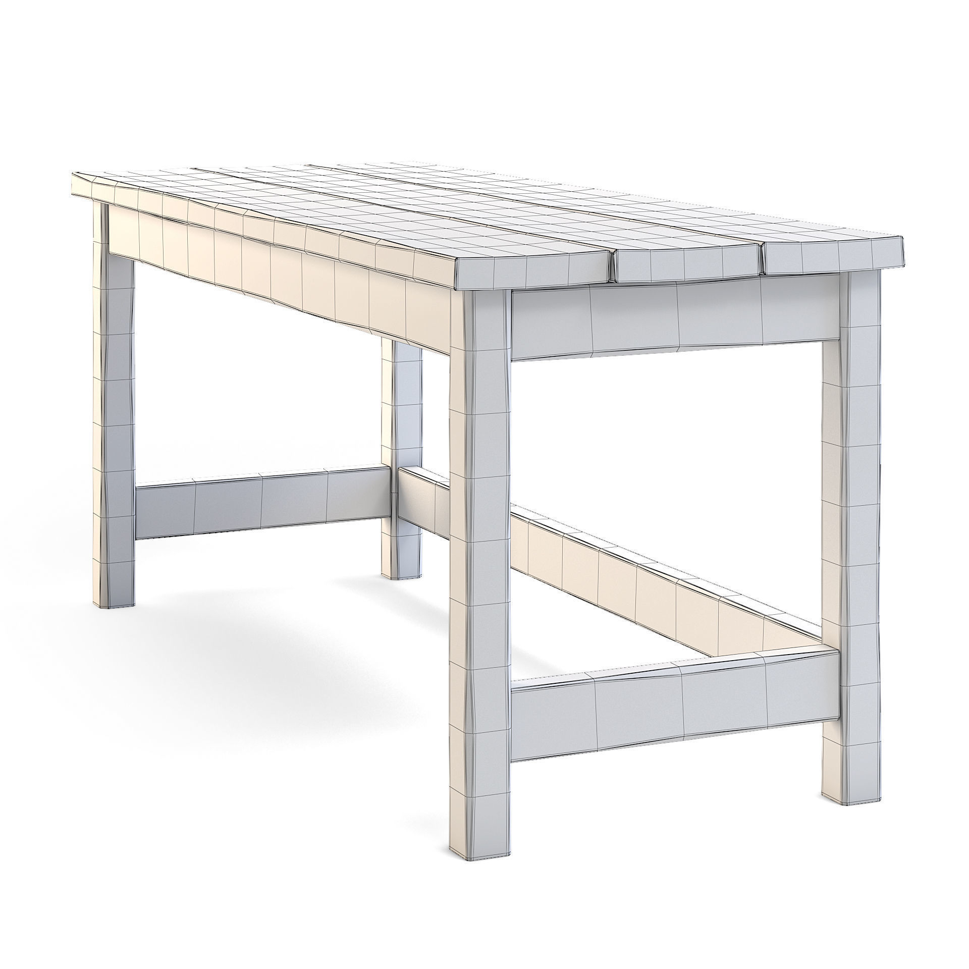 Old Wooden Table 3D model_3