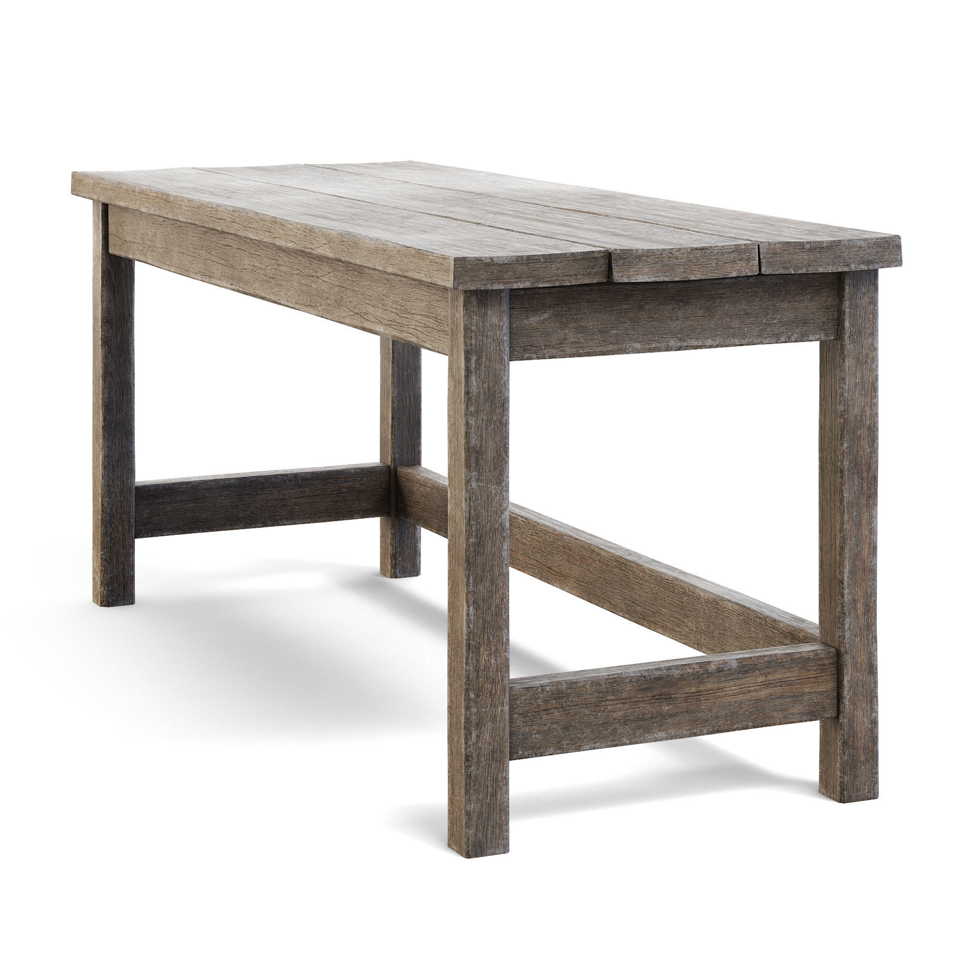 Old Wooden Table 3D model_2