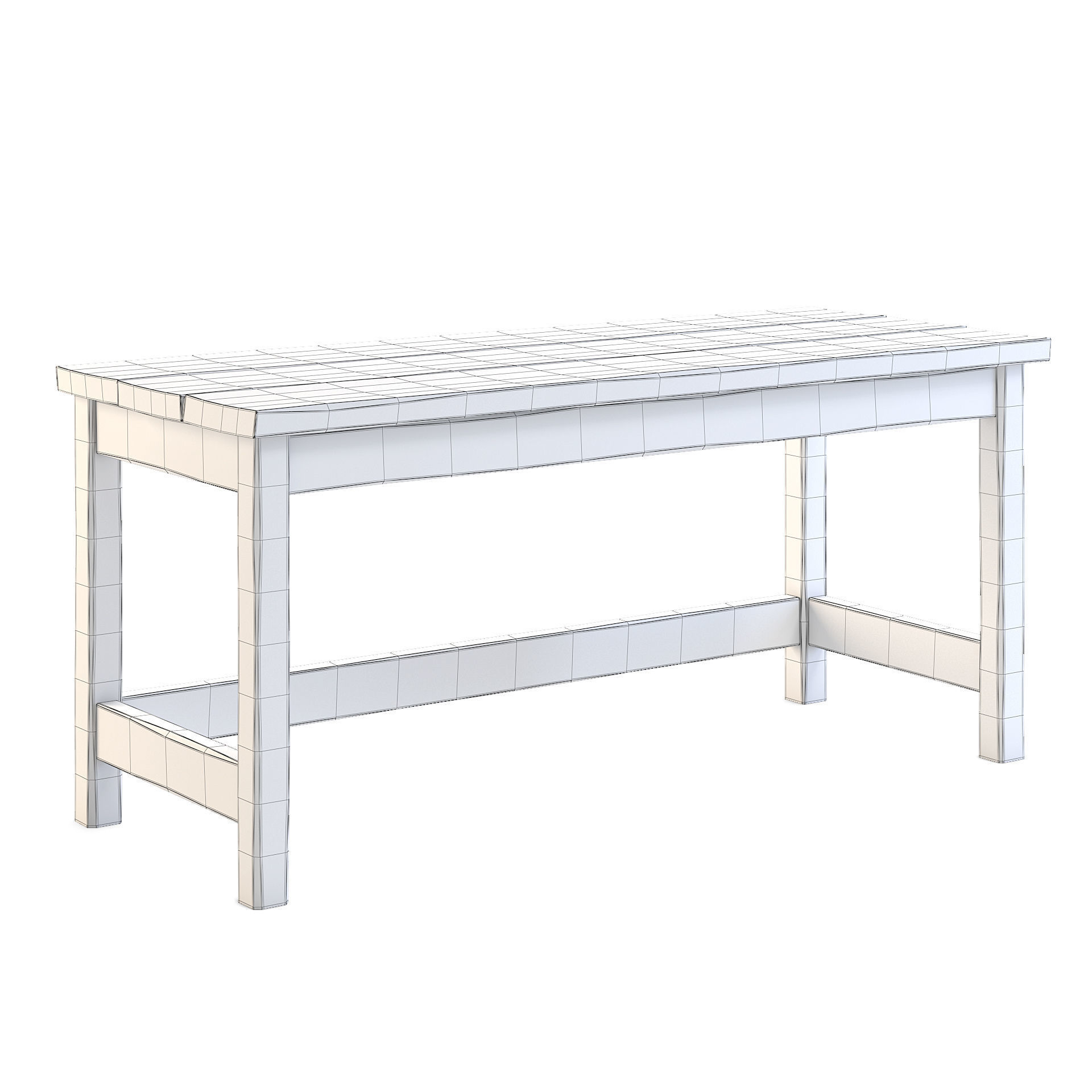 Old Wooden Table 3D model_1