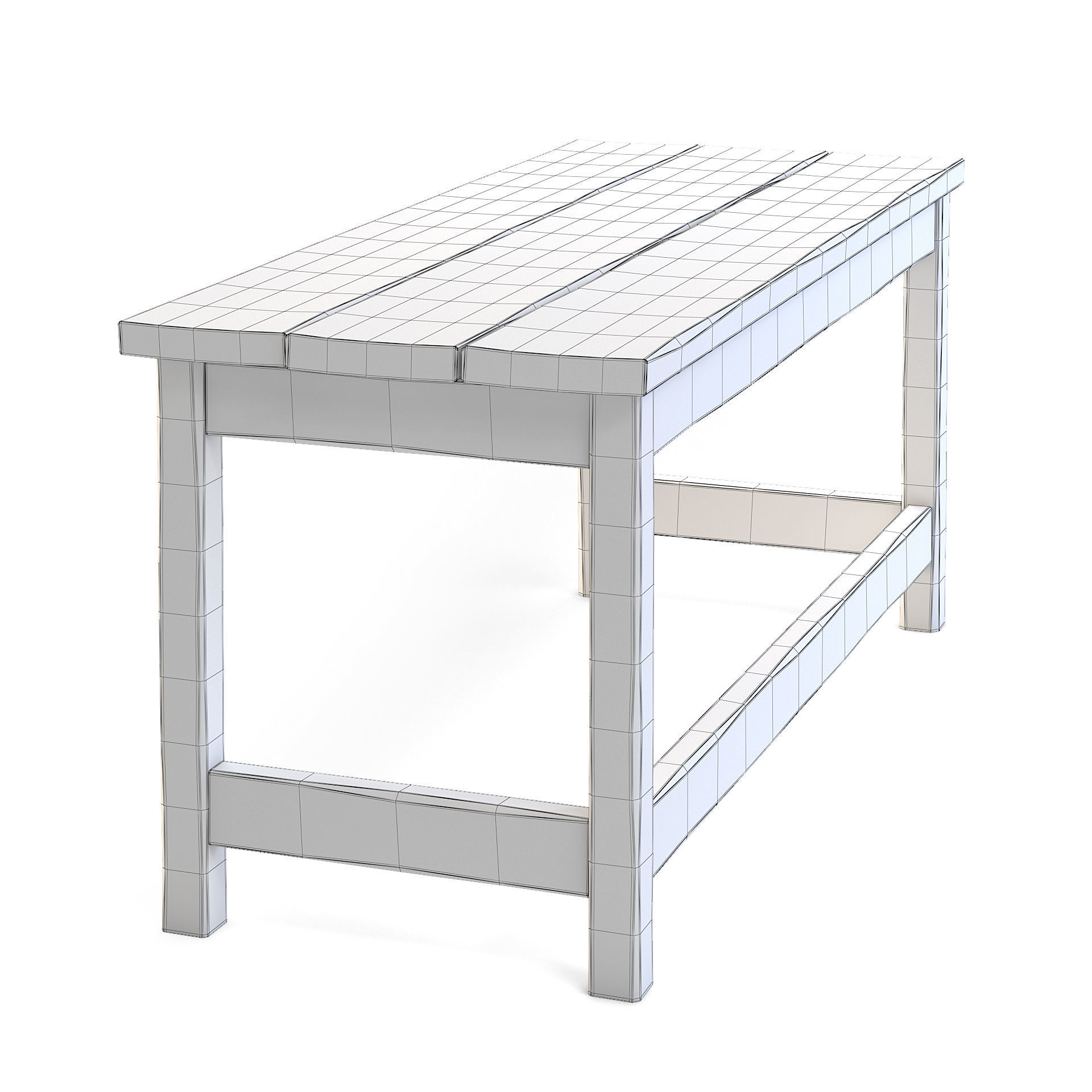 Old Wooden Table 3D model_6