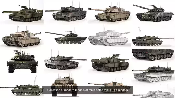 Collection of modern models of main battle tanks 3