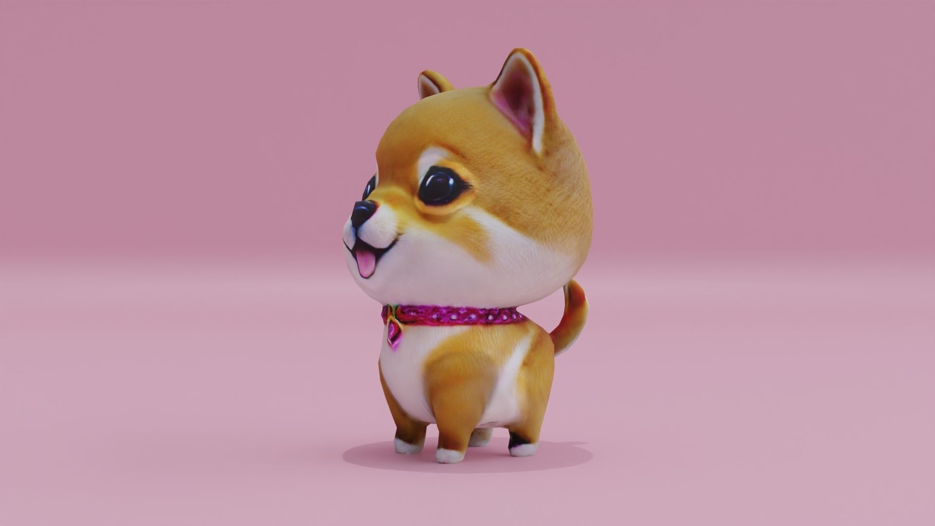 Dog Shiba Inu Puppy kawaii cute Low-poly 3D model_1