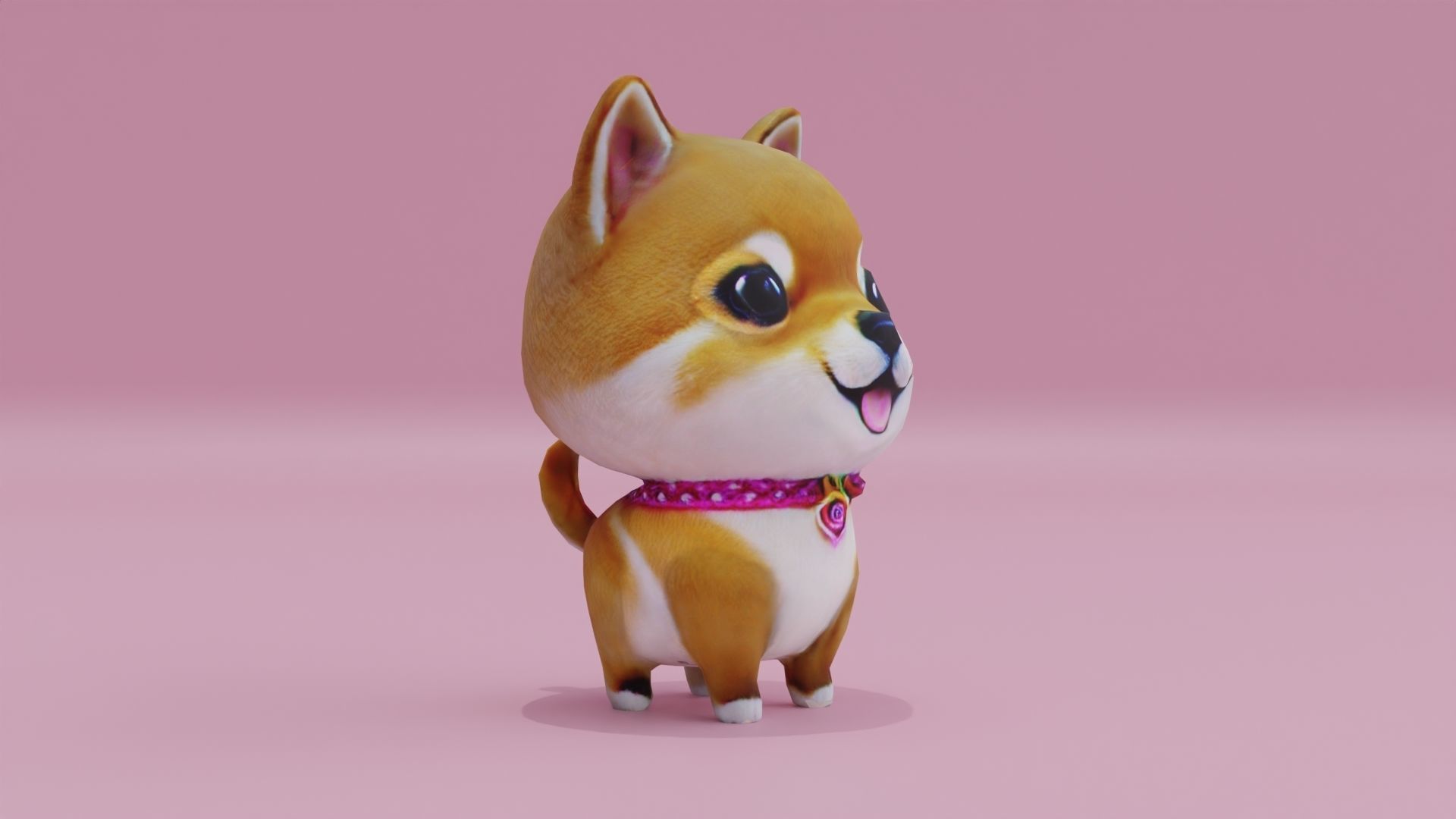 Dog Shiba Inu Puppy kawaii cute Low-poly 3D model_7