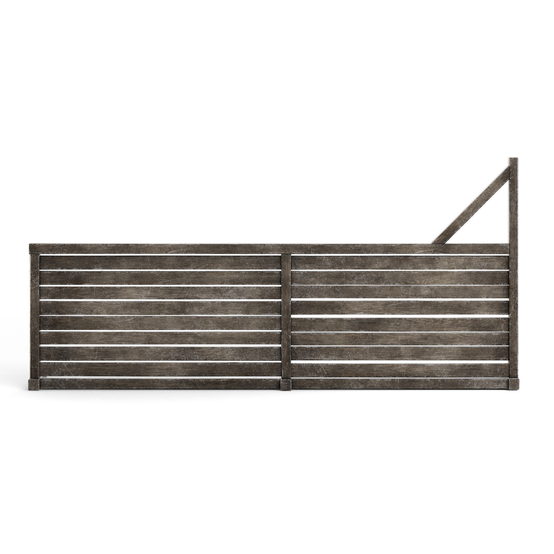Wooden Wall Fence 3D model_5
