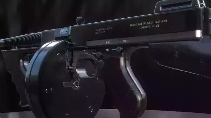 Thompson M1928 Submachine Gun Low-poly 3D model Low-poly 3D model