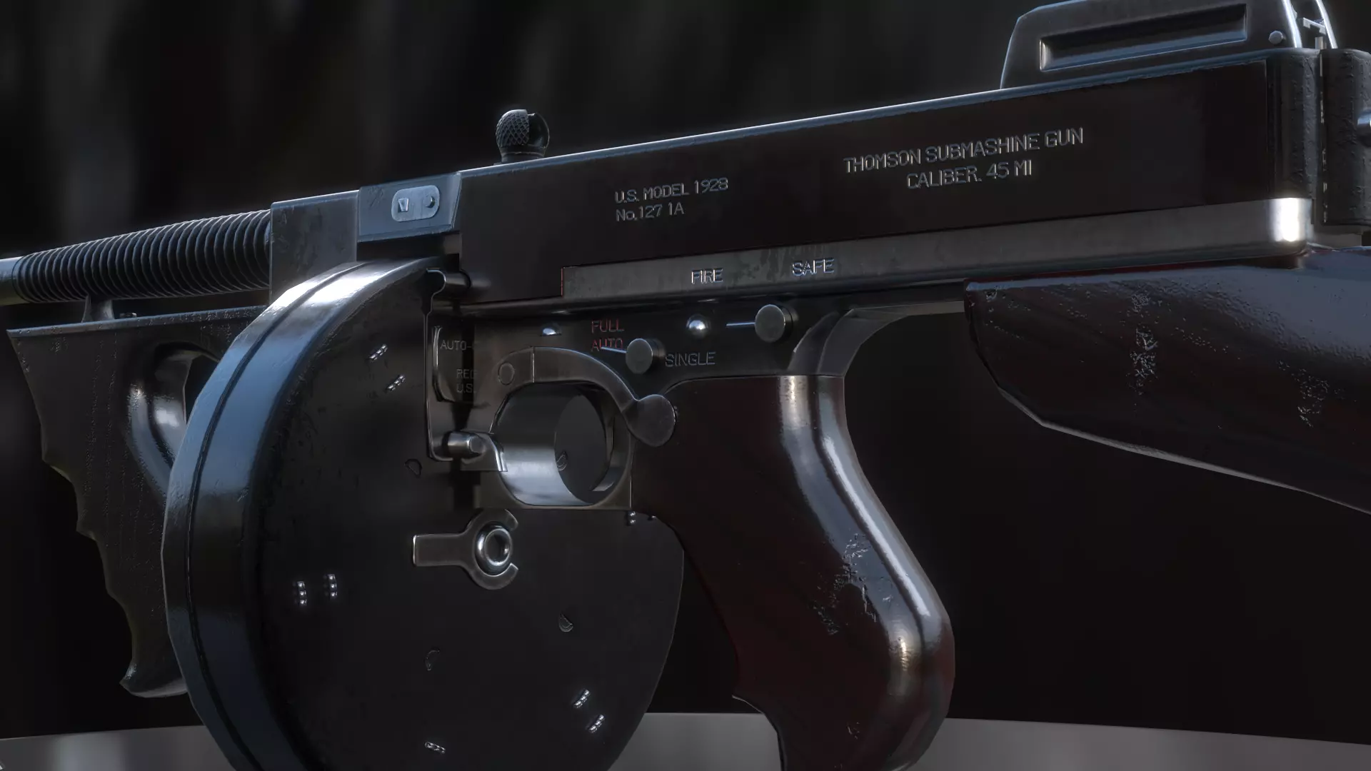 Thompson M1928 Submachine Gun Low-poly 3D model Low-poly 3D model