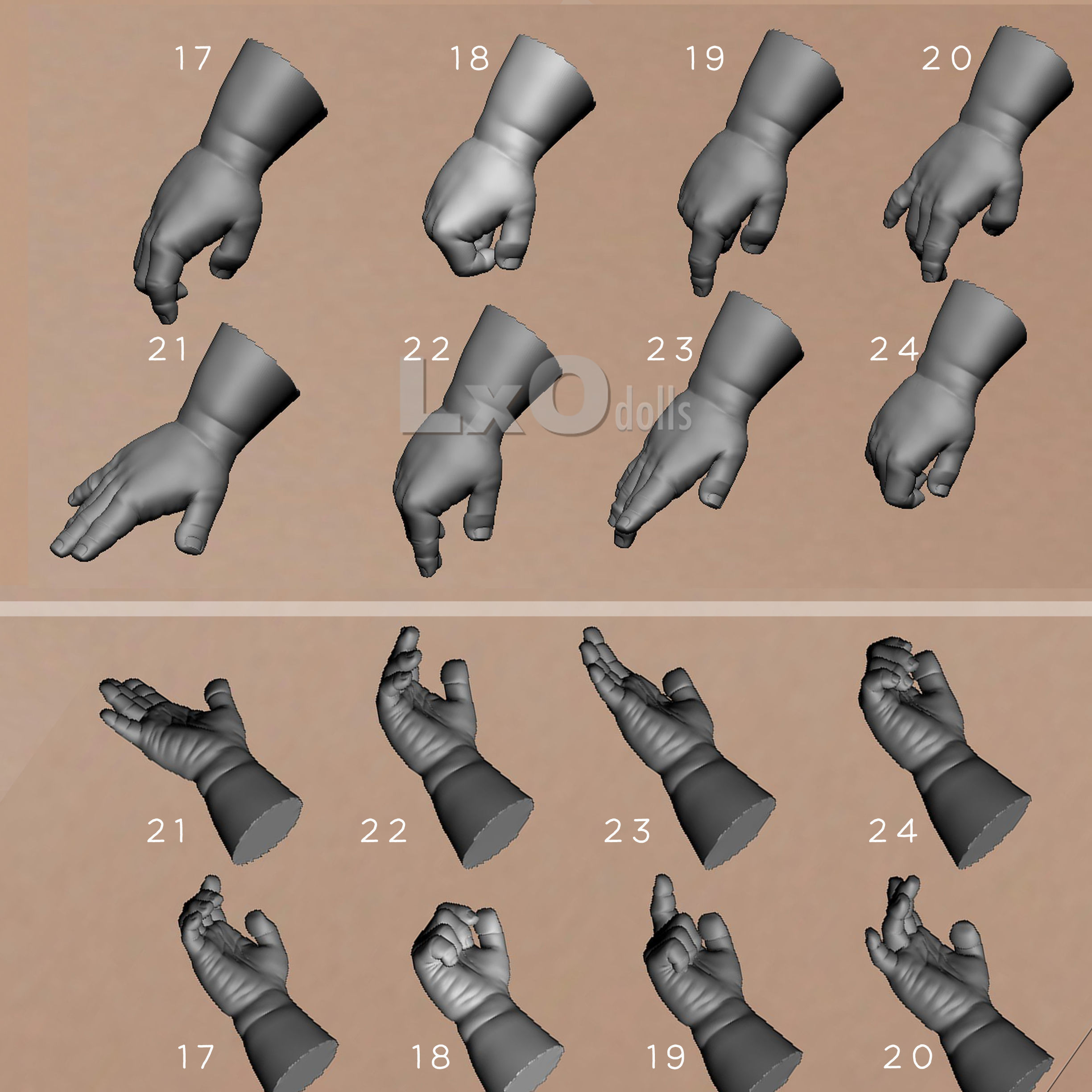 3D BABY HANDS Mega Bundle 64 hands OBJ  3D model_3