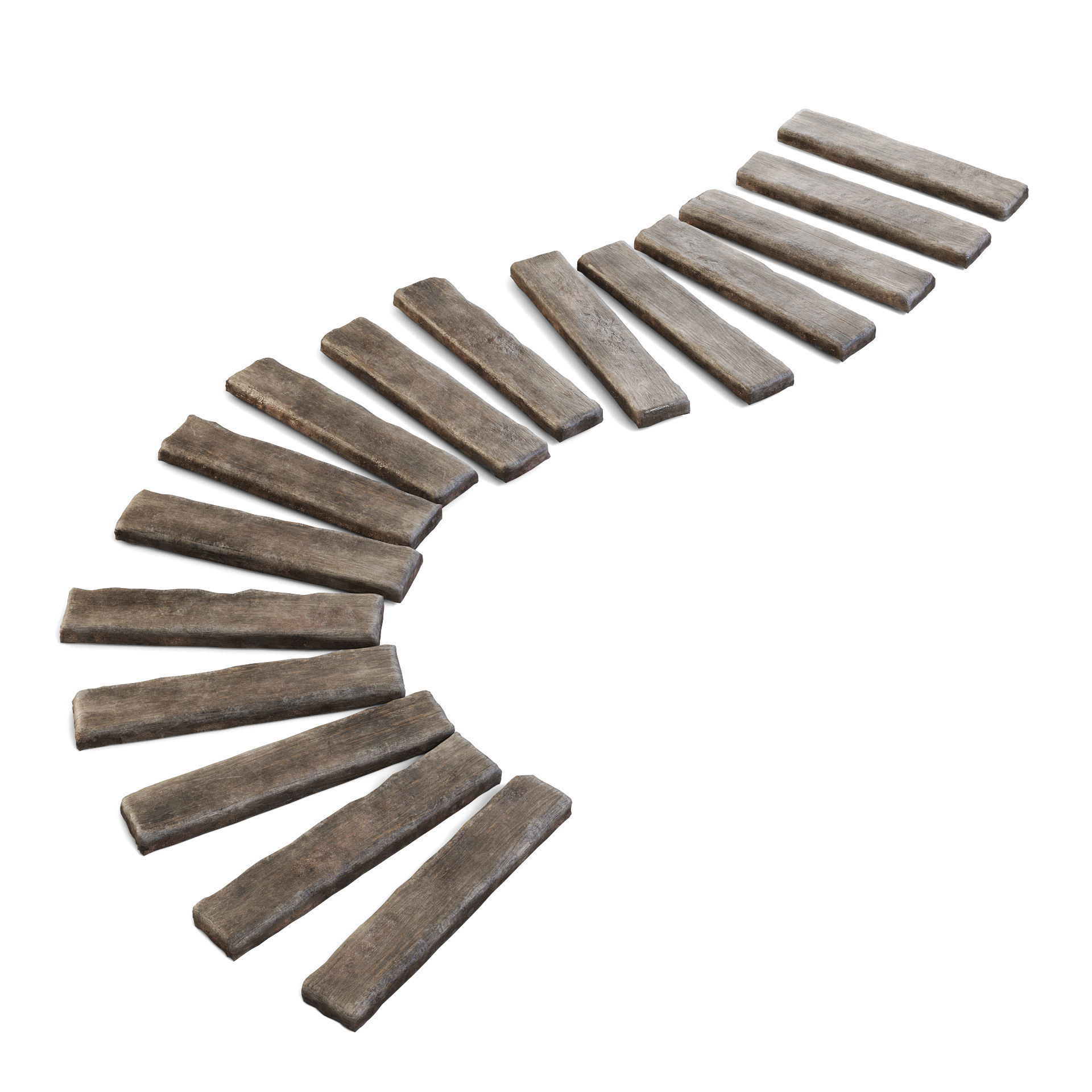 Wooden Log Path 3D model_2