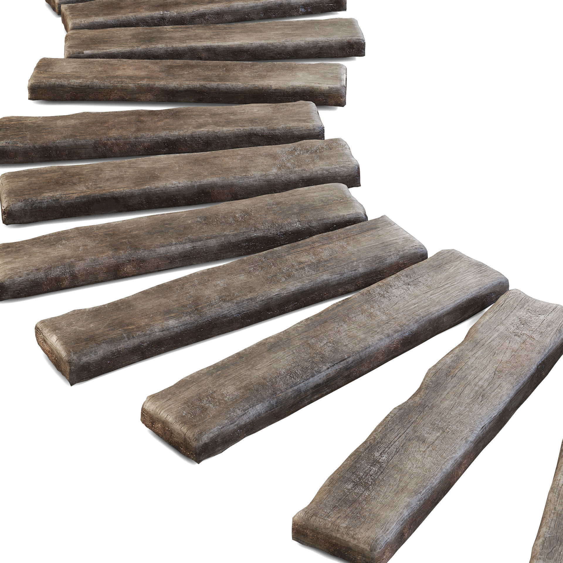 Wooden Log Path 3D model_4