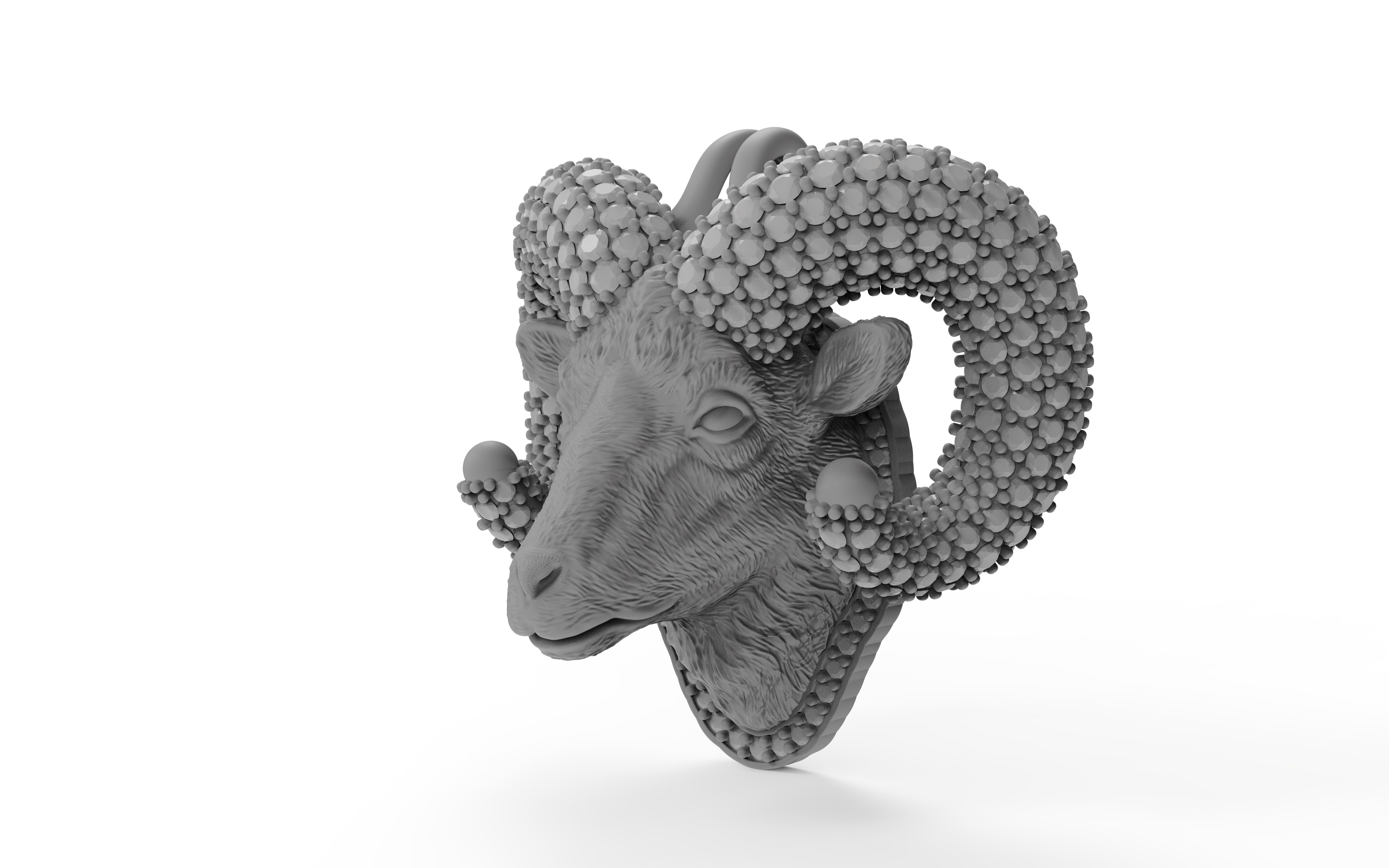 GOAT PENDANT WITH DIAMONDS 3D PRINT MODEL 3D print model_2