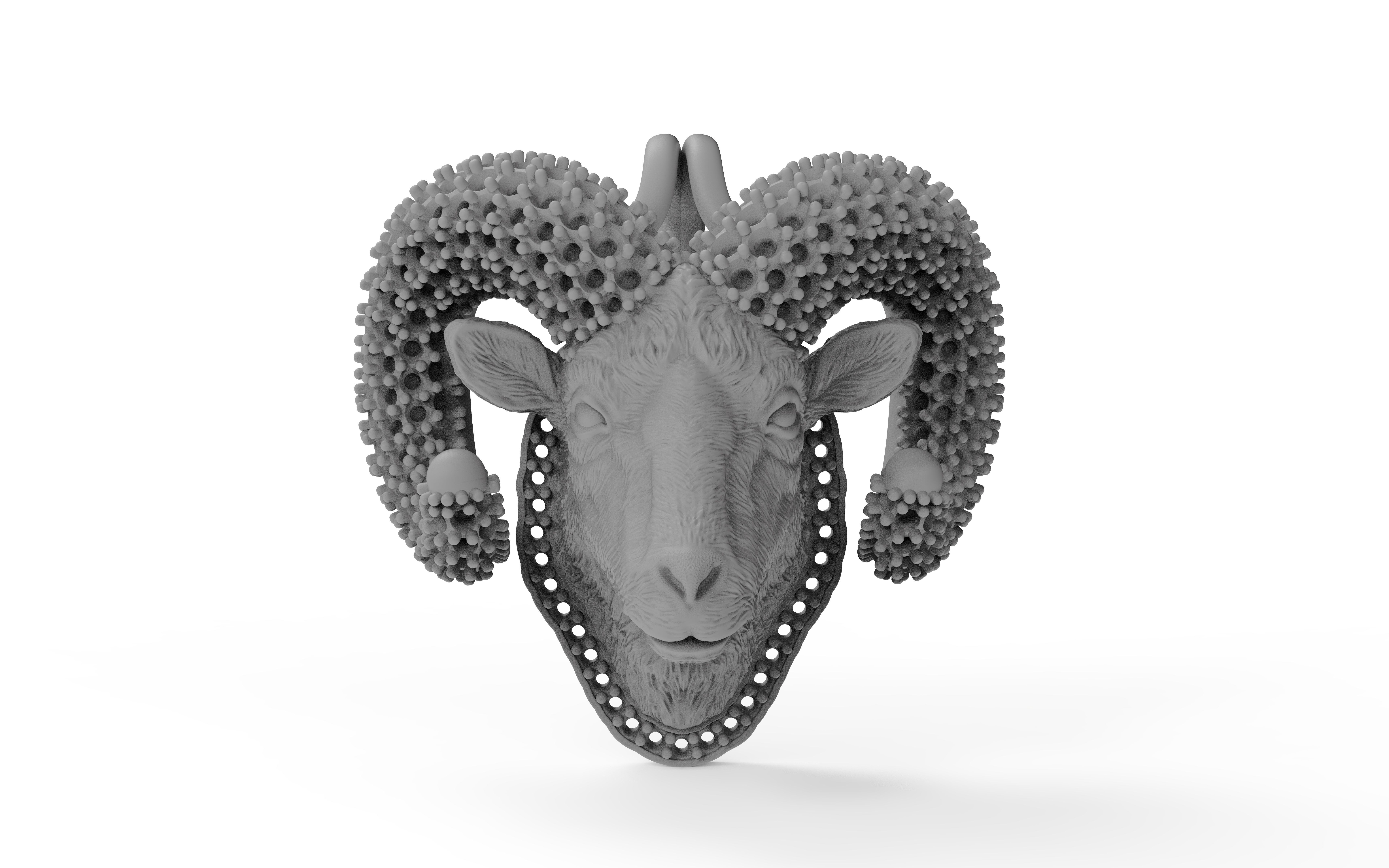 GOAT PENDANT WITH DIAMONDS 3D PRINT MODEL 3D print model_4