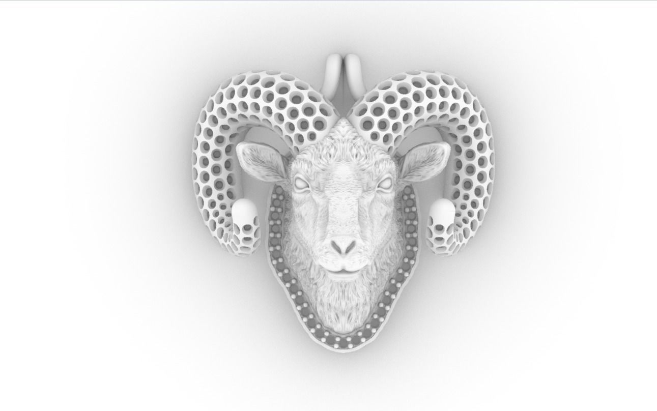 GOAT PENDANT WITH DIAMONDS 3D PRINT MODEL 3D print model_8