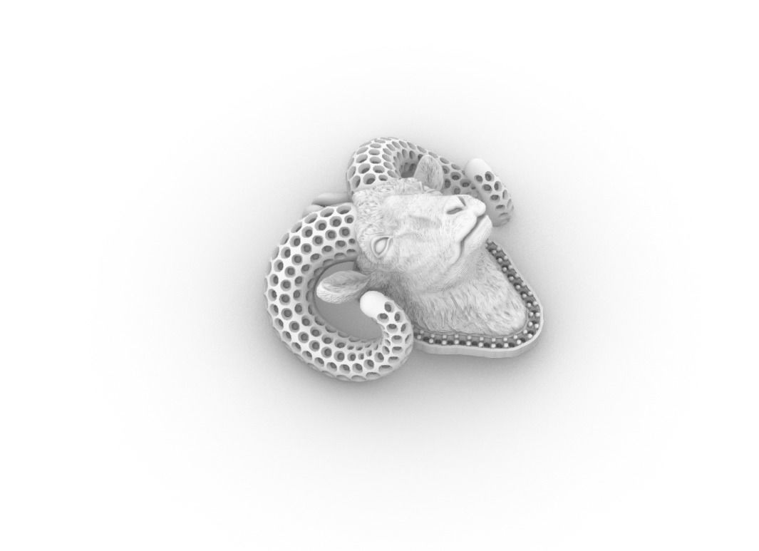 GOAT PENDANT WITH DIAMONDS 3D PRINT MODEL 3D print model_7