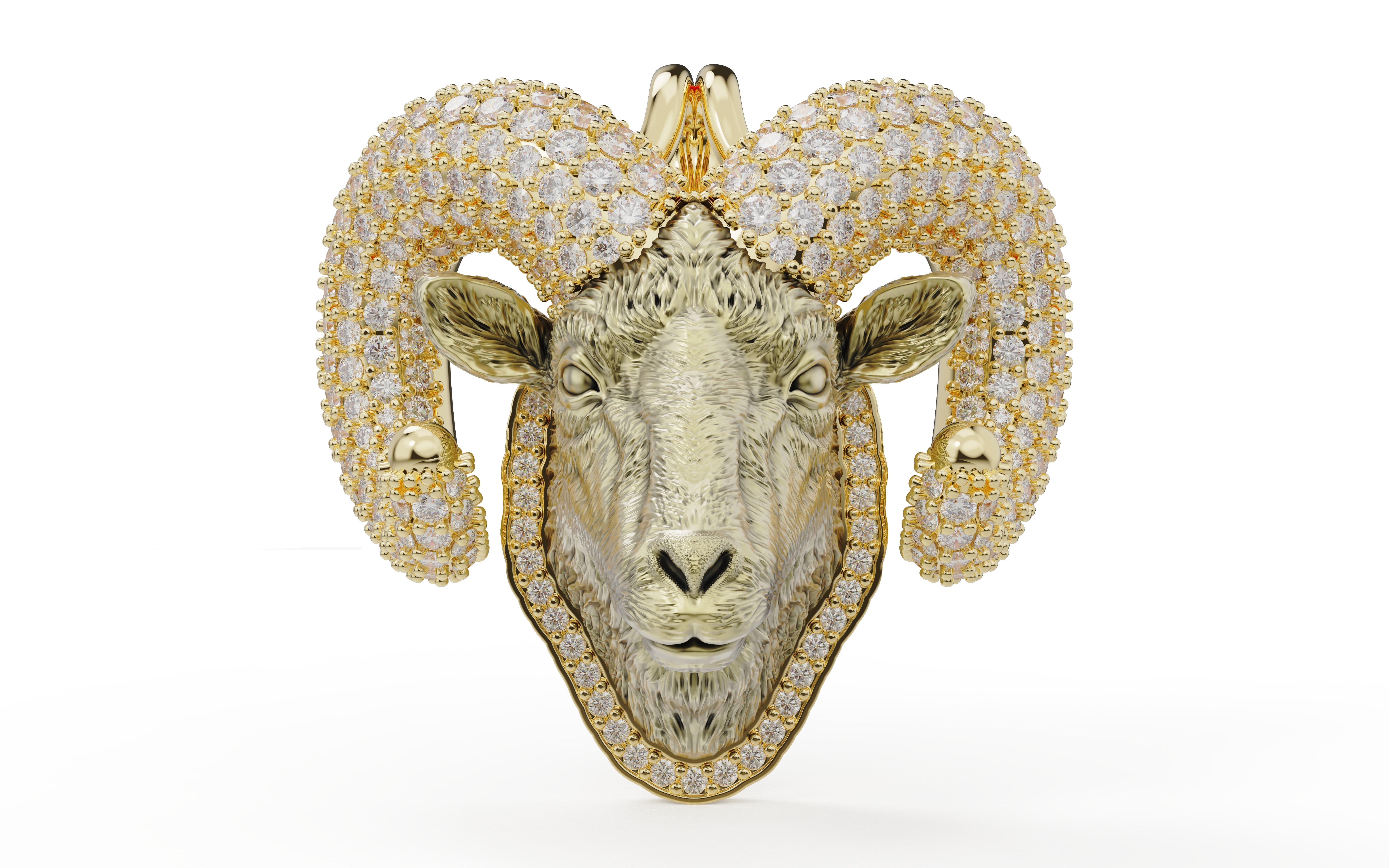GOAT PENDANT WITH DIAMONDS 3D PRINT MODEL 3D print model_1