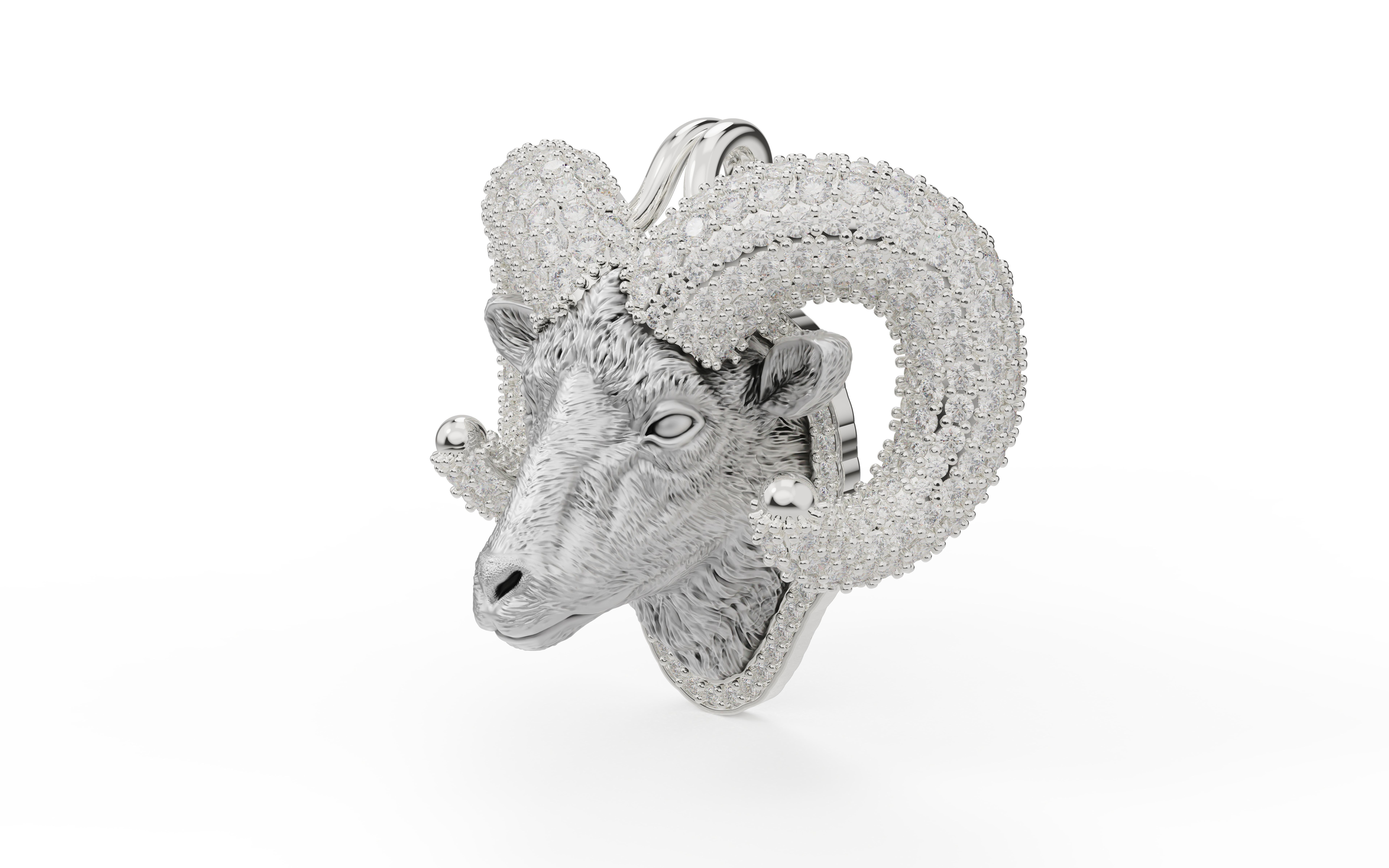 GOAT PENDANT WITH DIAMONDS 3D PRINT MODEL 3D print model_9