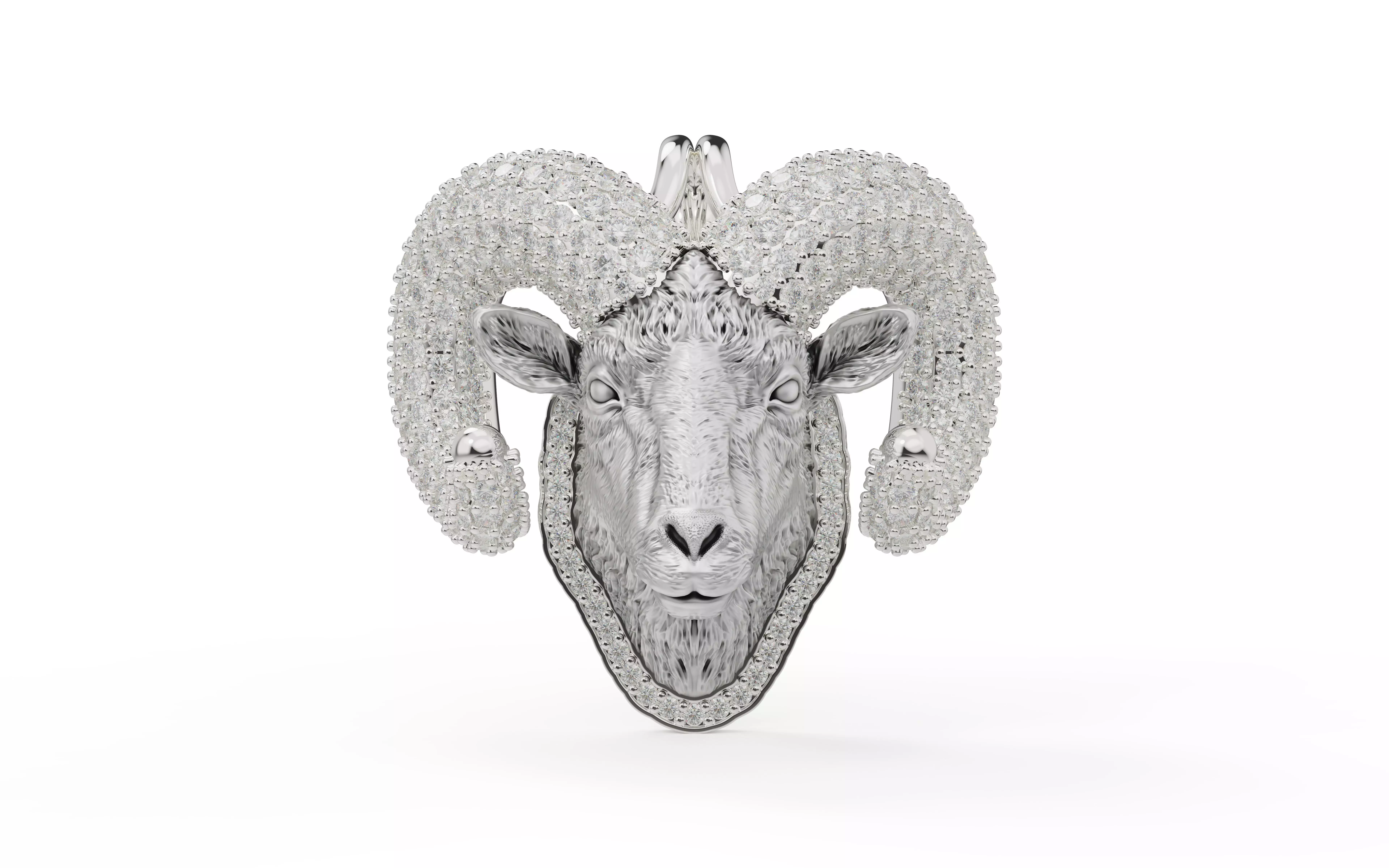 GOAT PENDANT WITH DIAMONDS 3D PRINT MODEL 3D print model_0