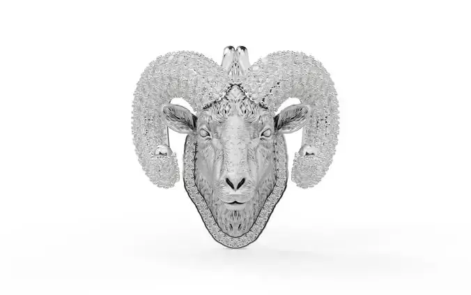 GOAT PENDANT WITH DIAMONDS 3D PRINT MODEL