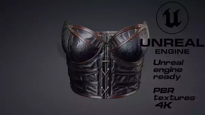 Black leather corset PBR 4k
