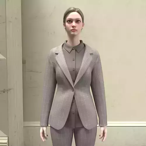 Women Fashion Formal Long Sleeve Blazer Shirt and Pant