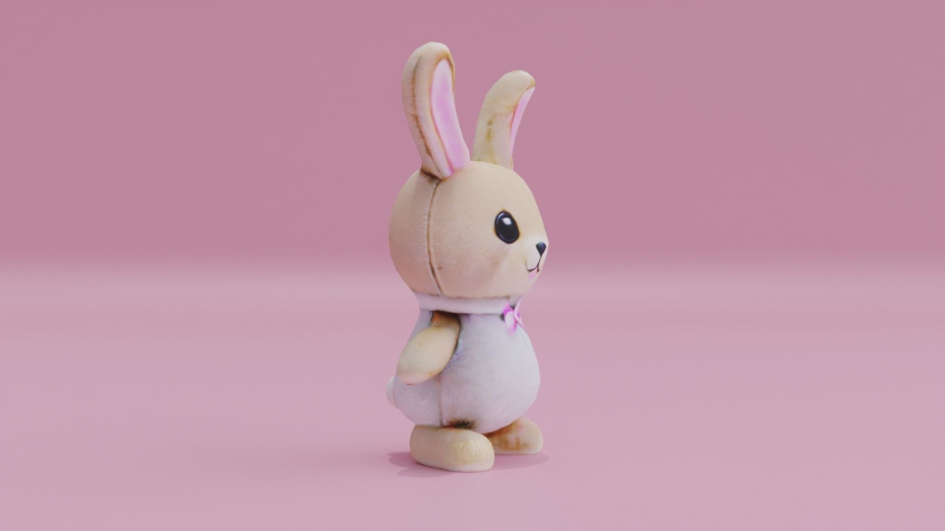 Bunny Plush Toy Rabbit Low-poly 3D model_7