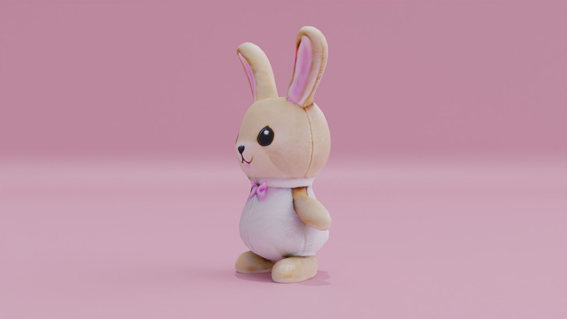 Bunny Plush Toy Rabbit Low-poly 3D model_1