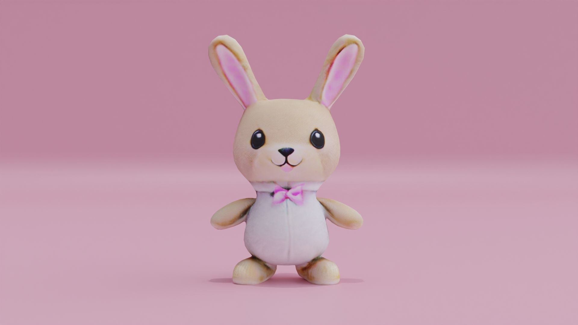 Bunny Plush Toy Rabbit Low-poly 3D model_8