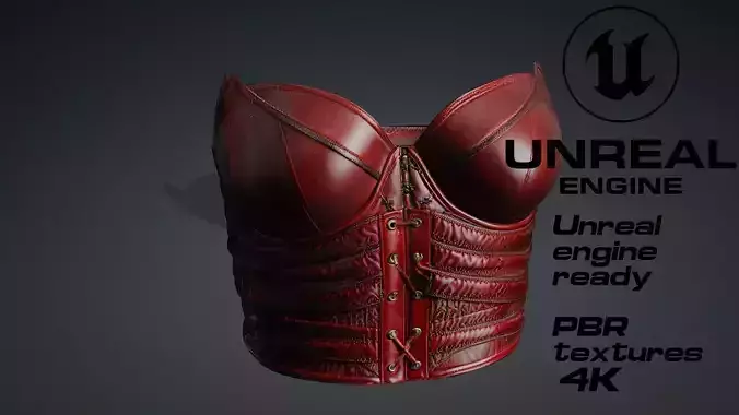 Red leather corset PBR 4k