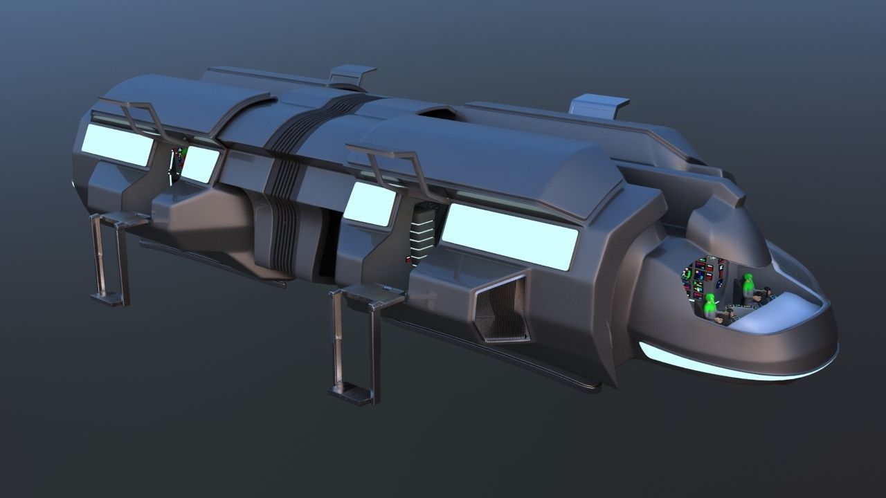 Futuristic Airctraft Train 3D model_17