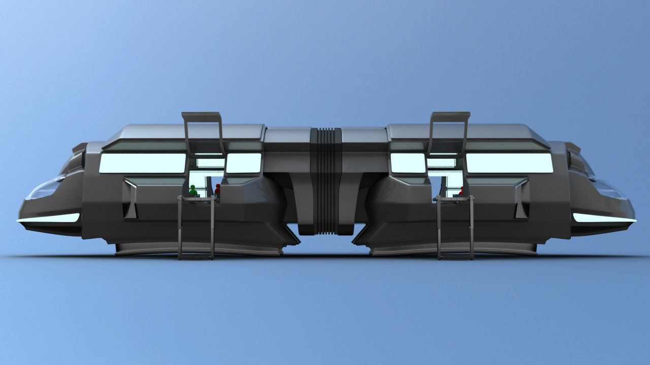 Futuristic Airctraft Train 3D model_3