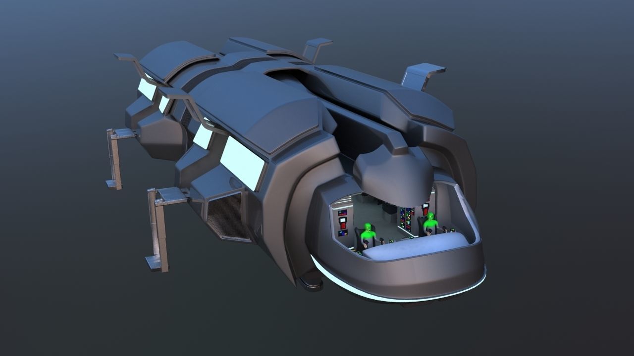 Futuristic Airctraft Train 3D model_18