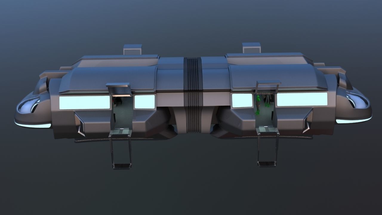 Futuristic Airctraft Train 3D model_21