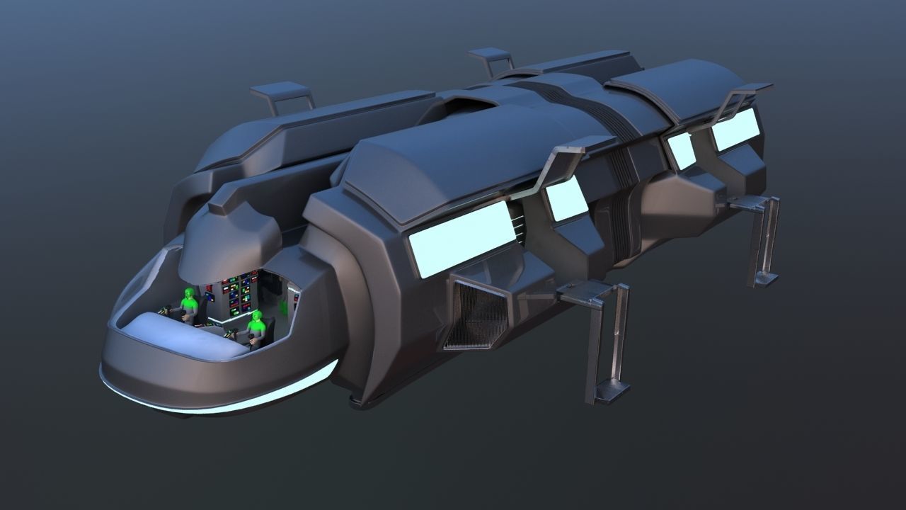 Futuristic Airctraft Train 3D model_20