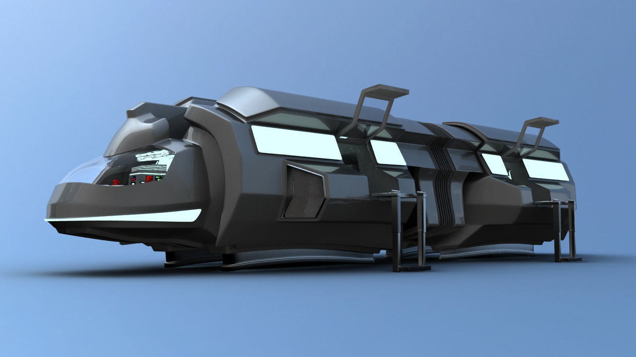Futuristic Airctraft Train 3D model_1