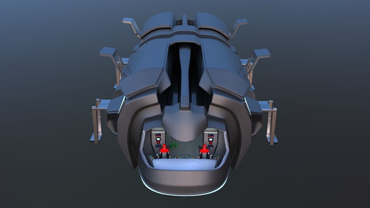 Futuristic Airctraft Train 3D model_23