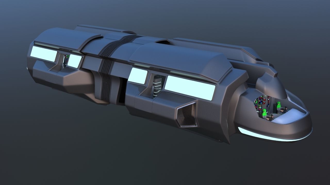 Futuristic Airctraft Train 3D model_16