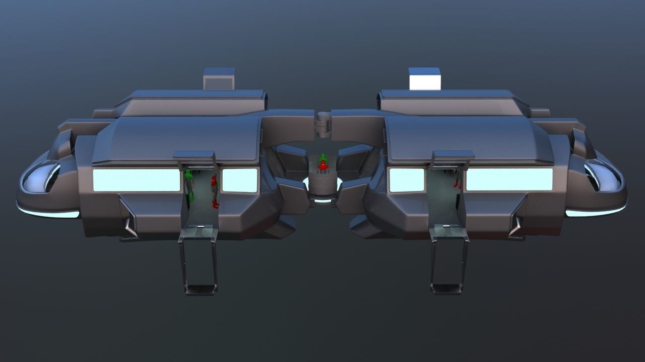 Futuristic Airctraft Train 3D model_26
