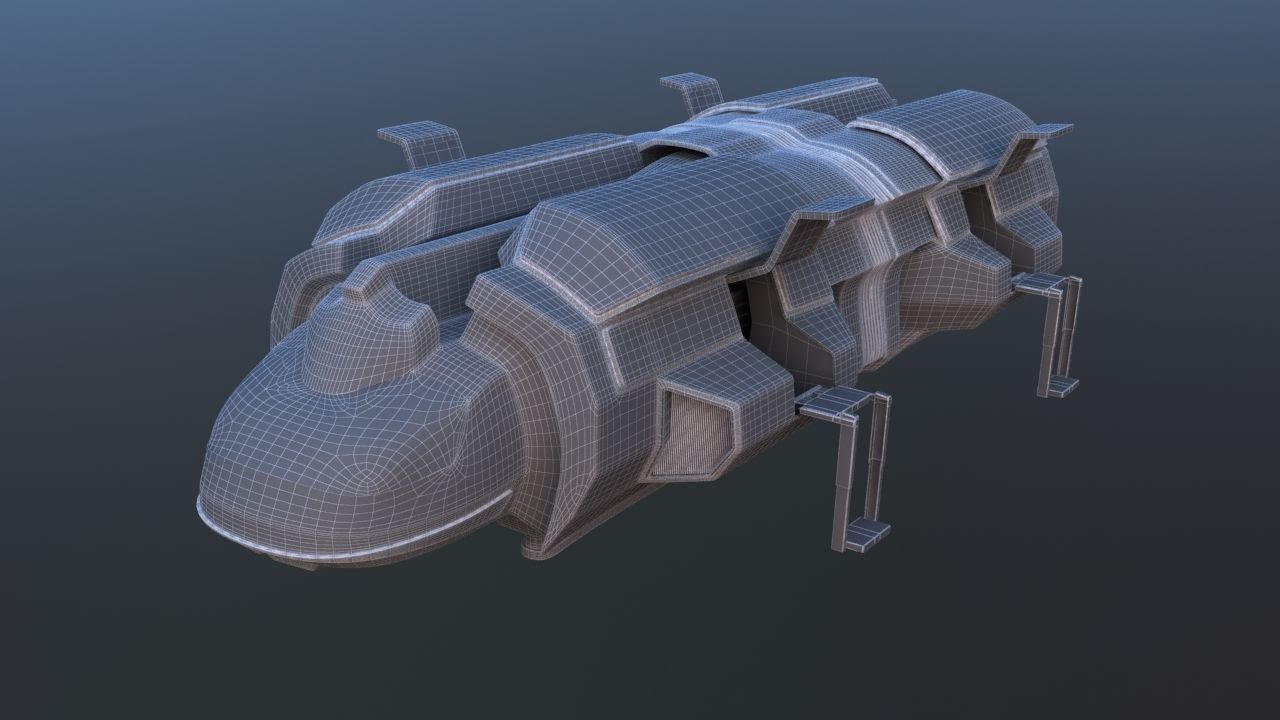 Futuristic Airctraft Train 3D model_29