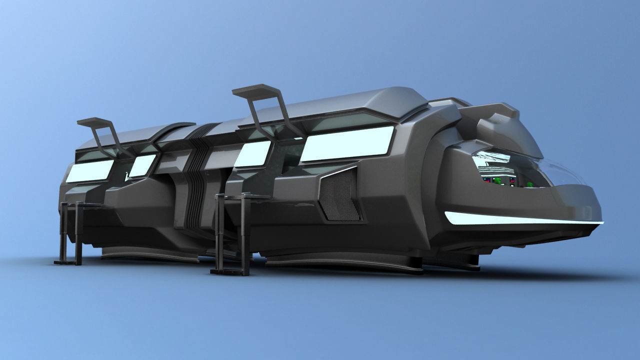 Futuristic Airctraft Train 3D model_2