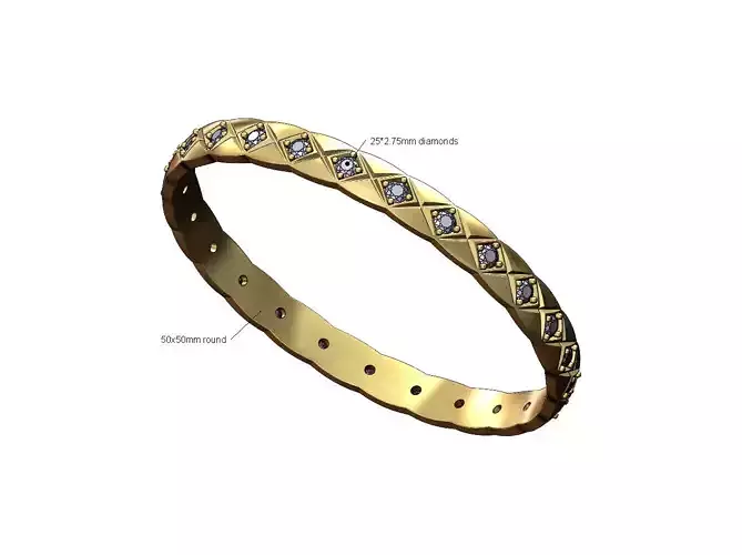 Diamond eternity cross stitch engraving bangle bracelet